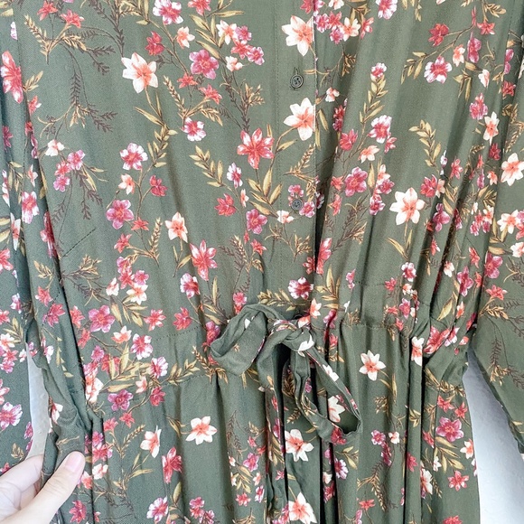 Nordstrom BP. NEW Green Floral Button Down Midi Dress Sz 3X - Picture 5 of 10